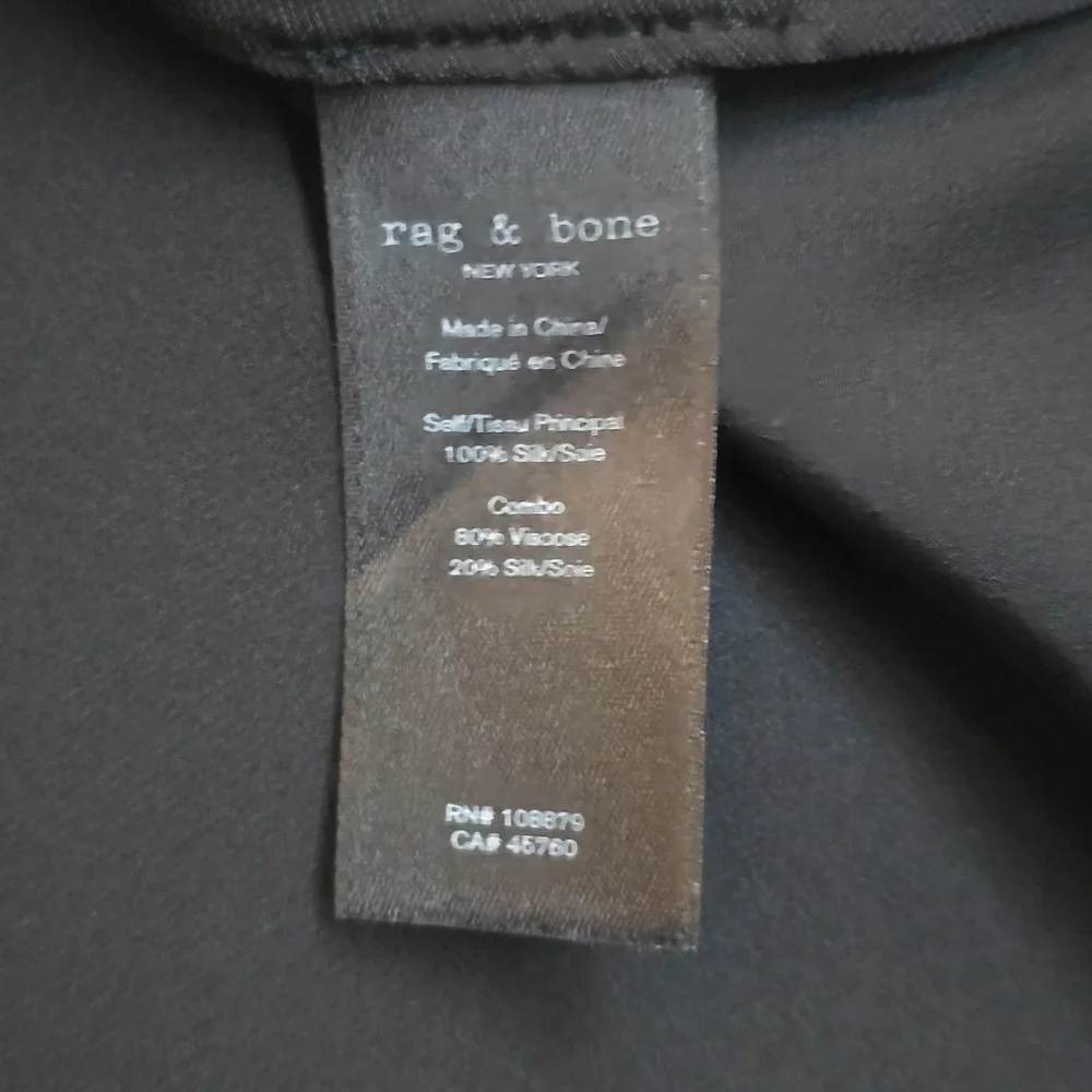 Rag and Bone Victor black Silk/velvet surplice blouse size PS - Picture 12 of 15